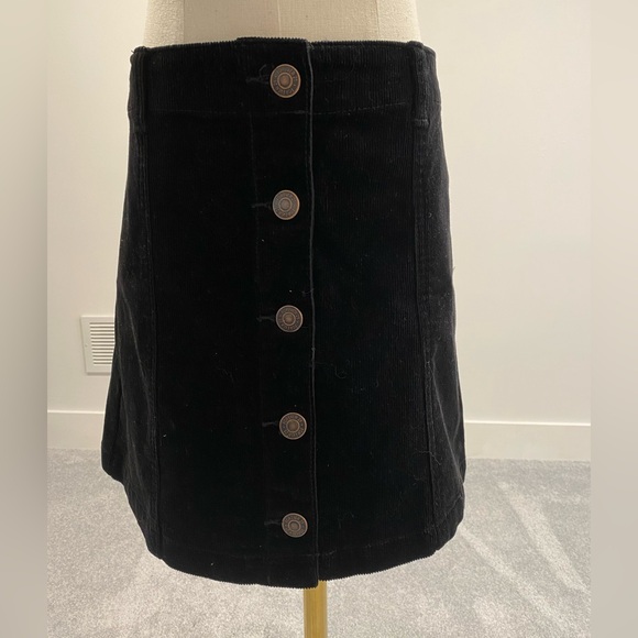 Forever 21 Black Corduroy Skirt with Button Detail - Picture 1 of 4